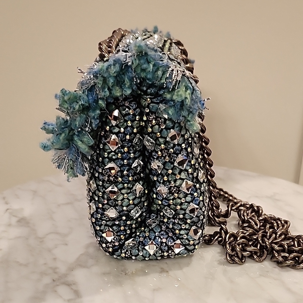 NWT Kurt Geiger London Elegant Blue/Teal Beaded Handbag - Picture 7 of 15